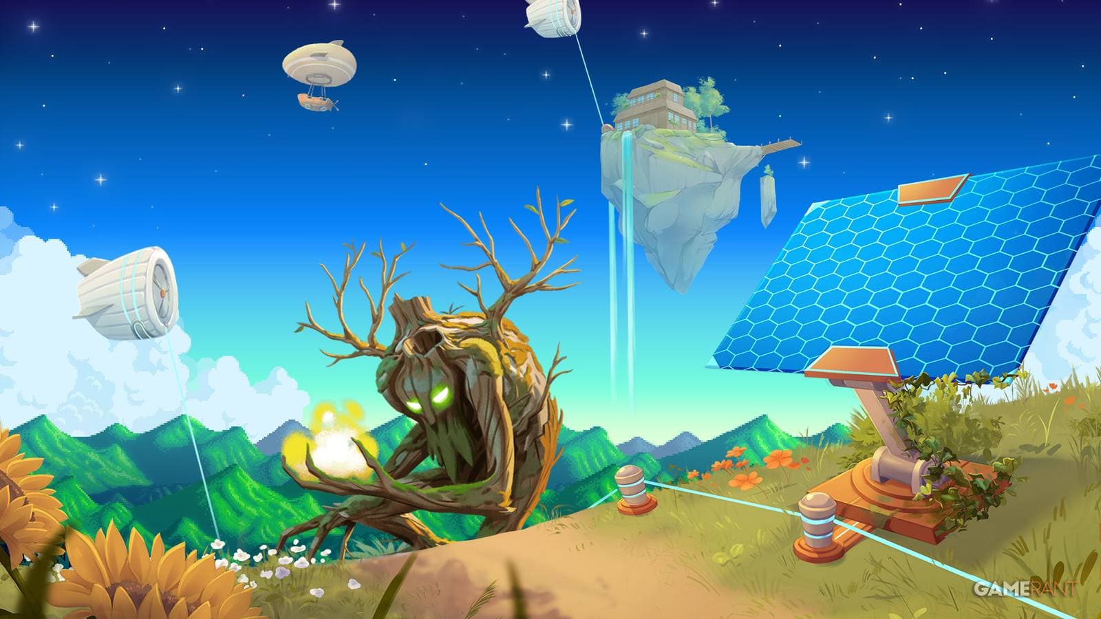 Solarpunk junta Stardew Valley e Valheim em ilhas voadoras
